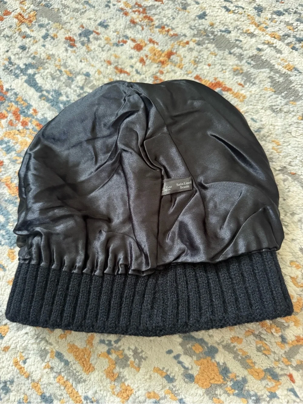 Black Knit Beanie with Folded Cuff